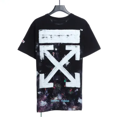 OW Starry Sky Fireworks Ink Arrow Short Sleeve Black 02