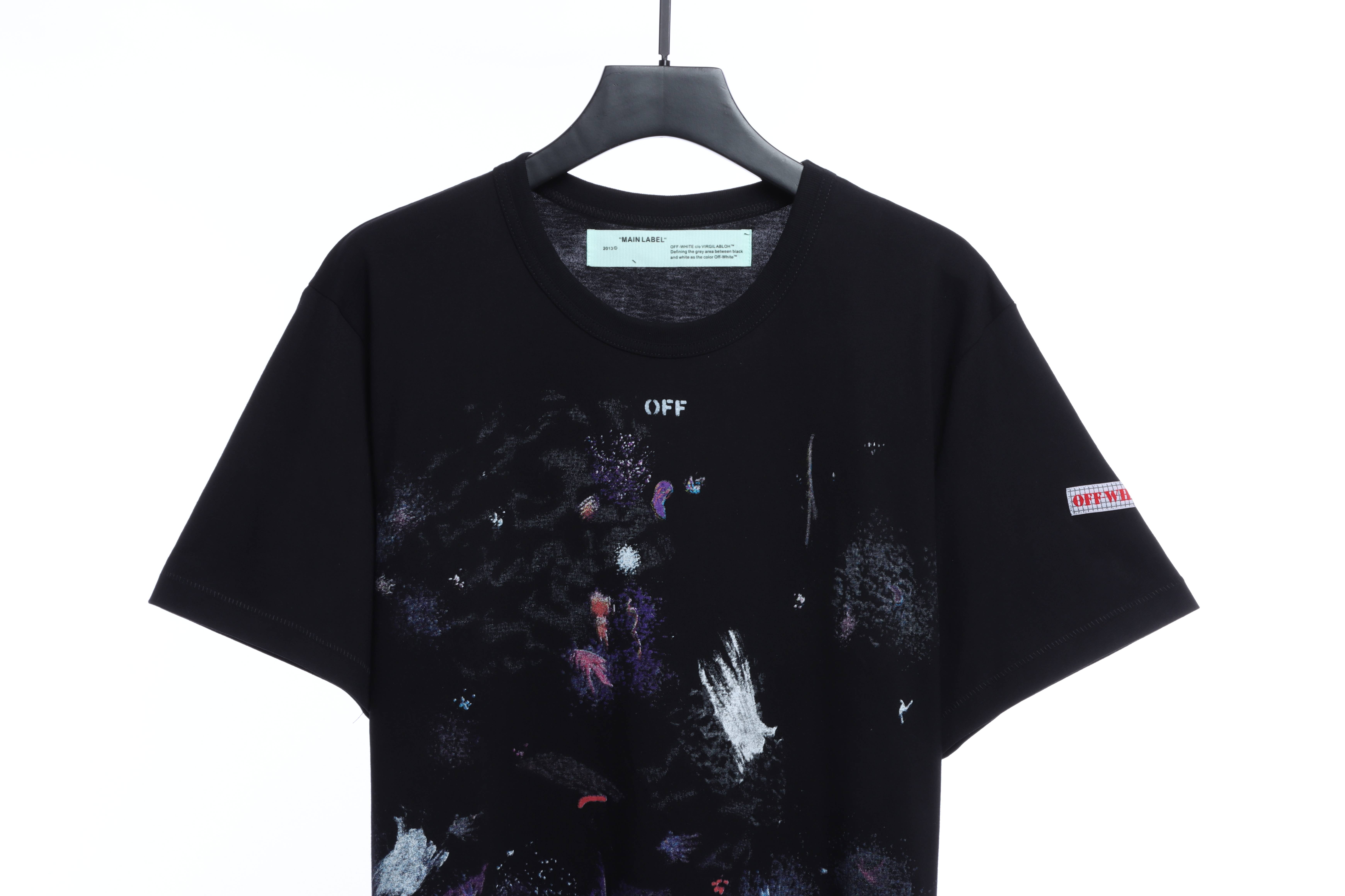 OW Starry Sky Fireworks Ink Arrow Short Sleeve Black