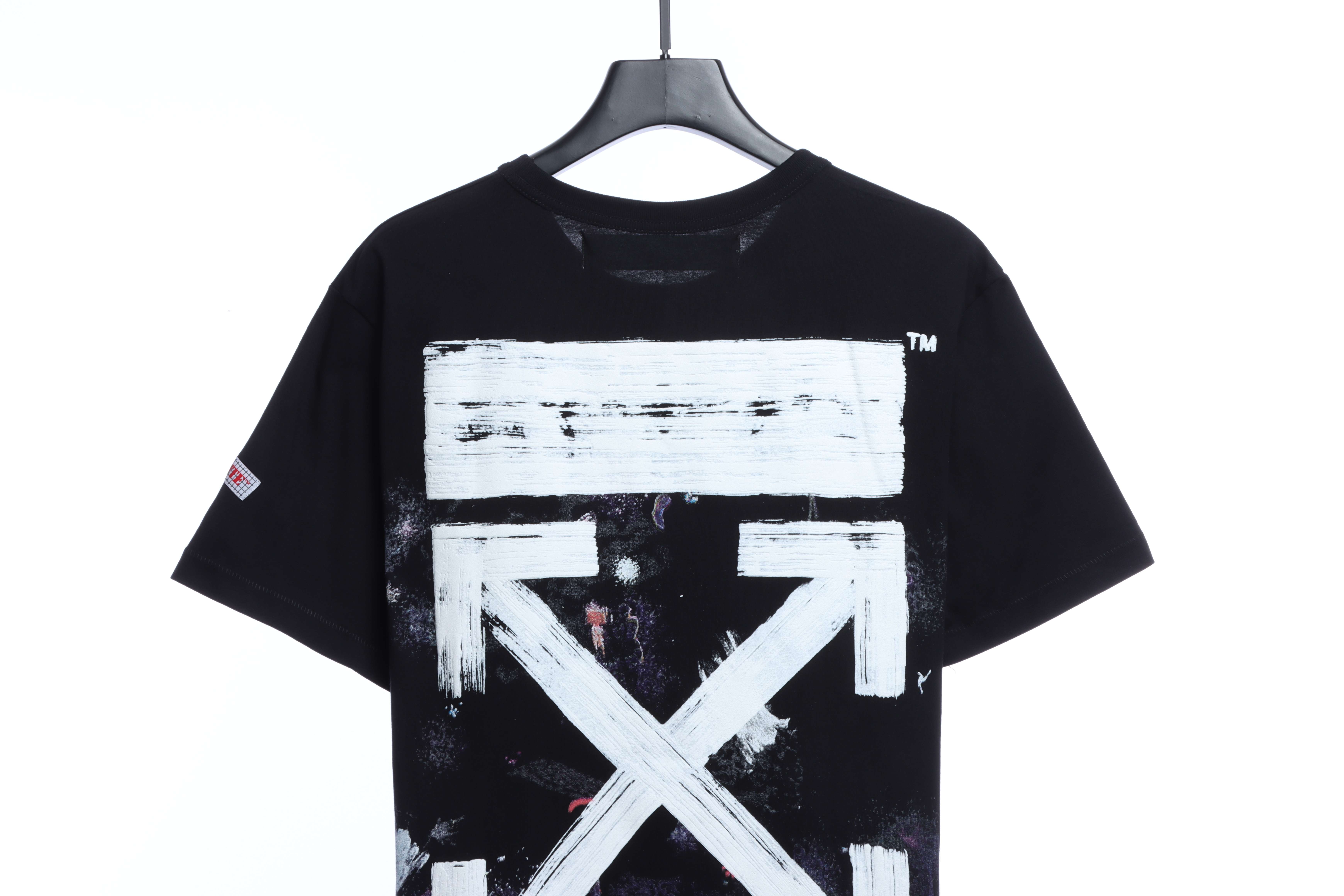 OW Starry Sky Fireworks Ink Arrow Short Sleeve Black