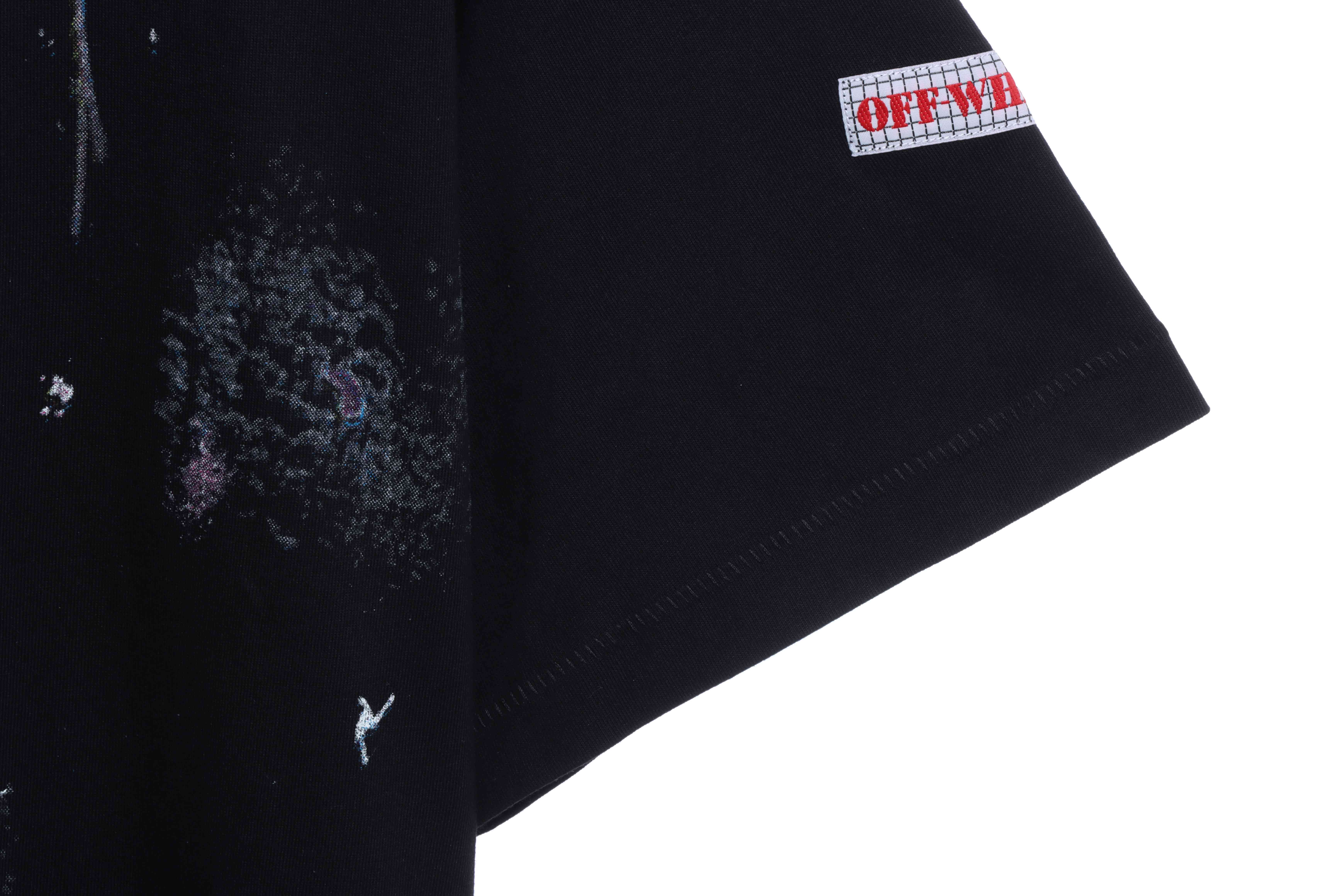 OW Starry Sky Fireworks Ink Arrow Short Sleeve Black