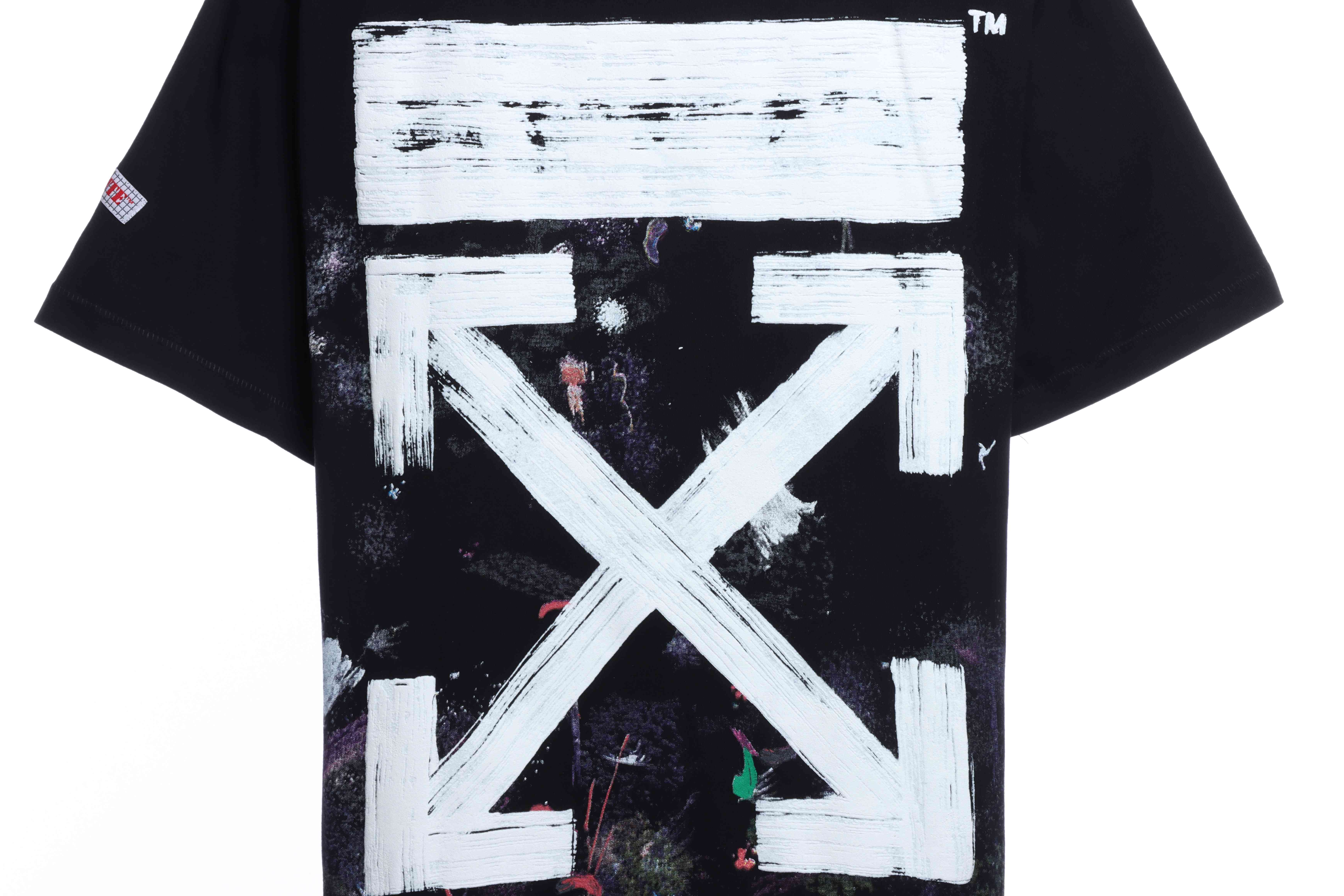 OW Starry Sky Fireworks Ink Arrow Short Sleeve Black