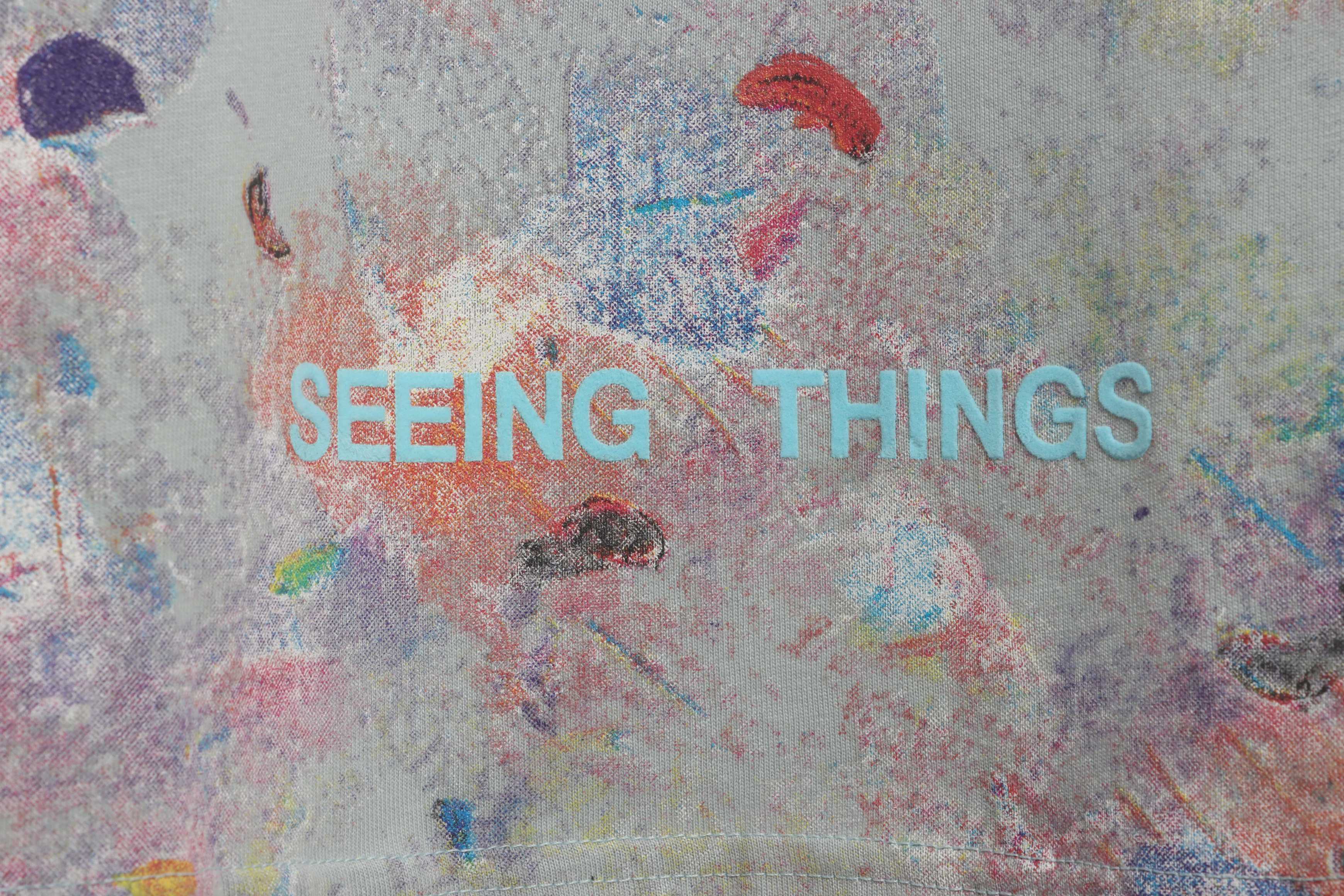 OW Starry Sky Fireworks Ink Arrow Short Sleeve Grey