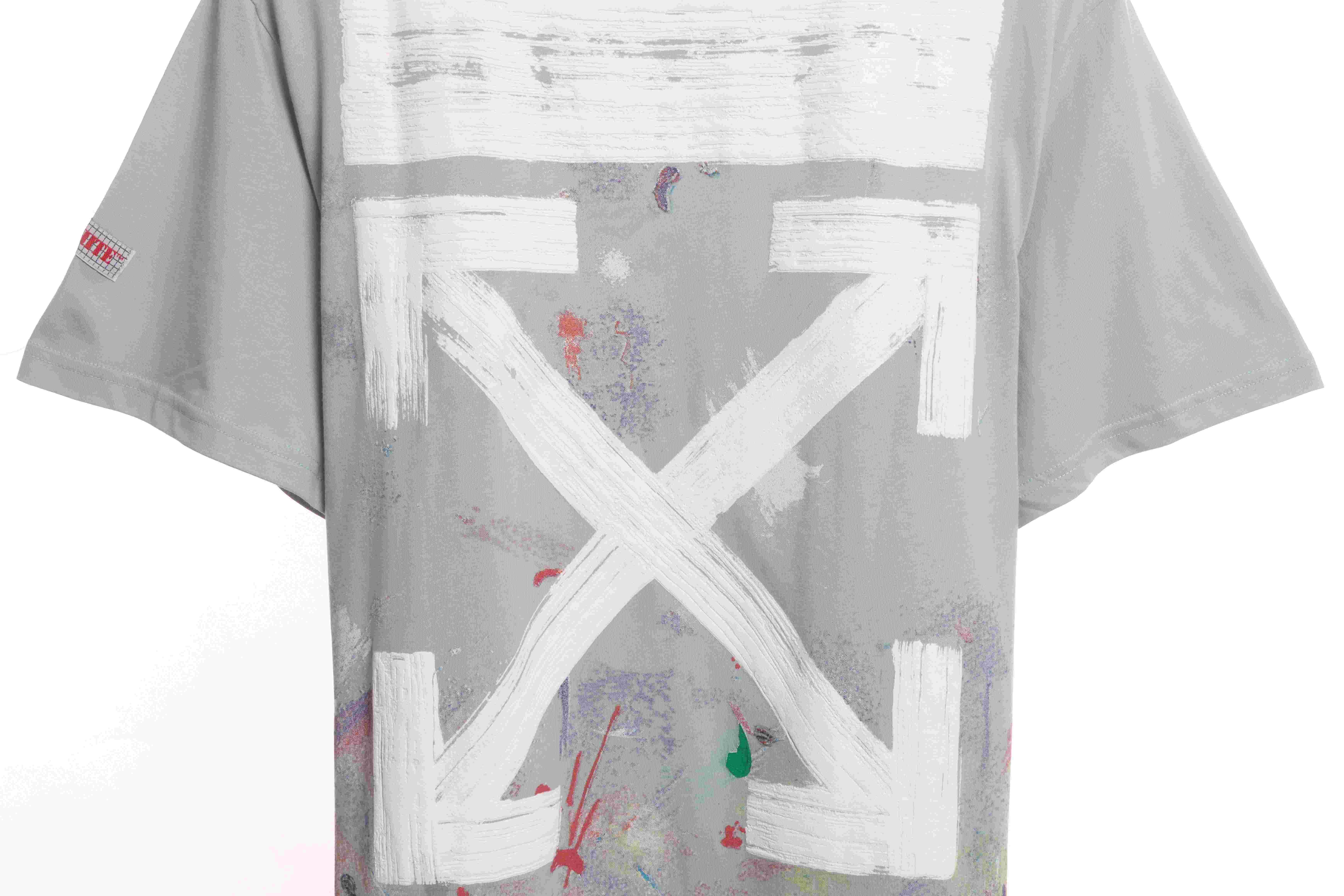 OW Starry Sky Fireworks Ink Arrow Short Sleeve Grey