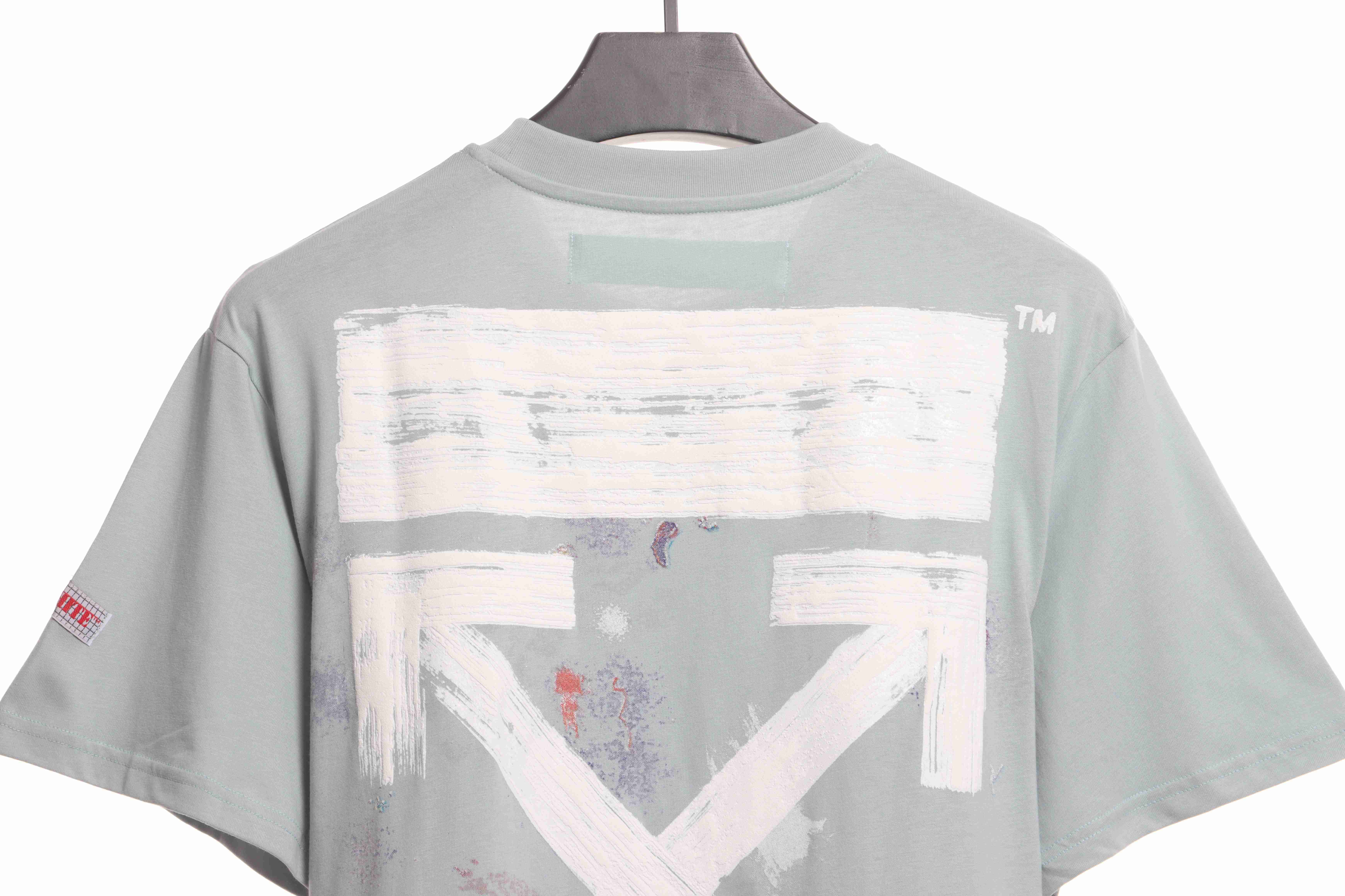 OW Starry Sky Fireworks Ink Arrow Short Sleeve Grey