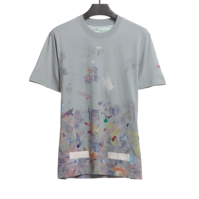OW Starry Sky Fireworks Ink Arrow Short Sleeve Grey 01