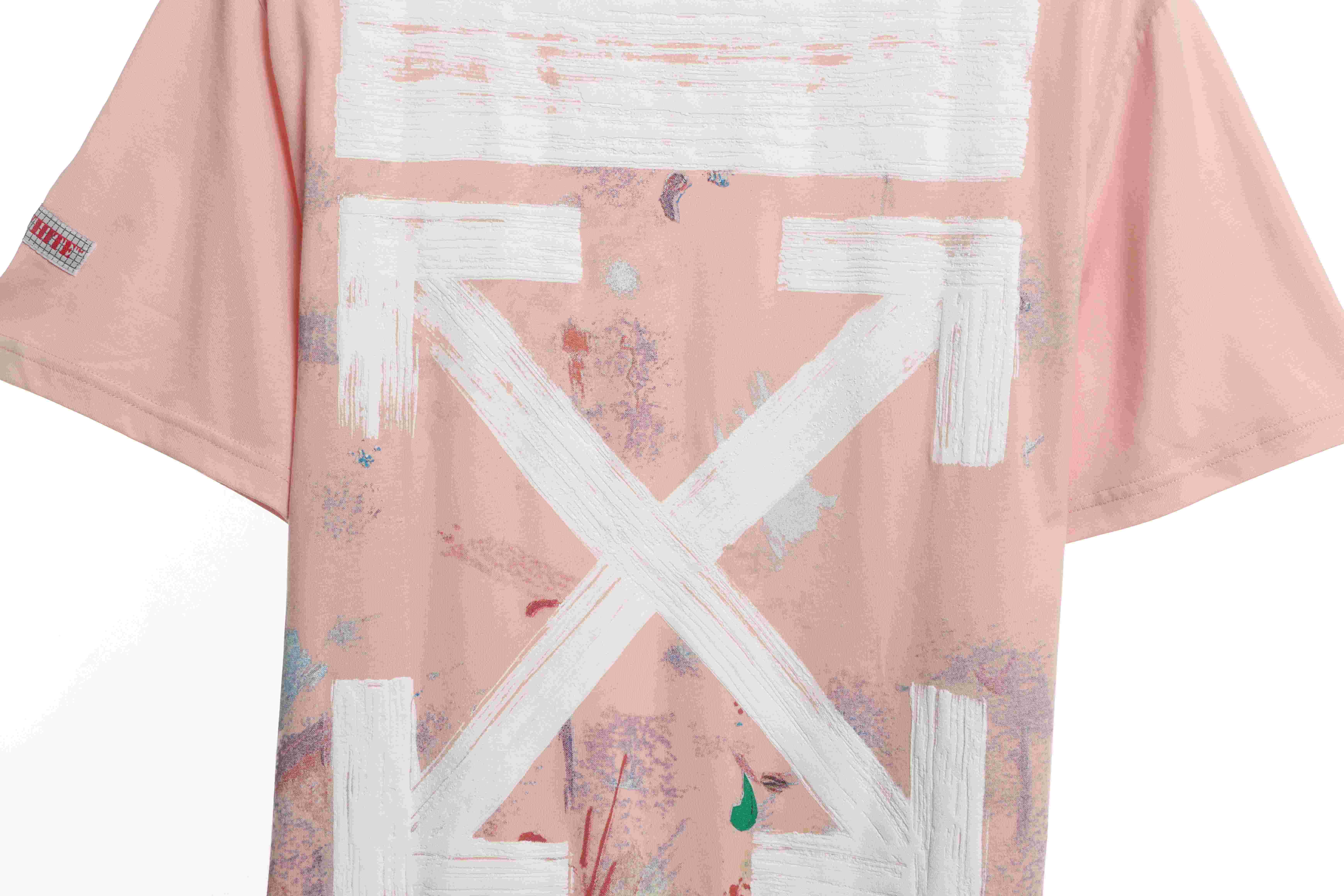OW Starry Sky Fireworks Ink Arrow Short Sleeve Pink