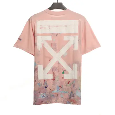 OW Starry Sky Fireworks Ink Arrow Short Sleeve Pink 02
