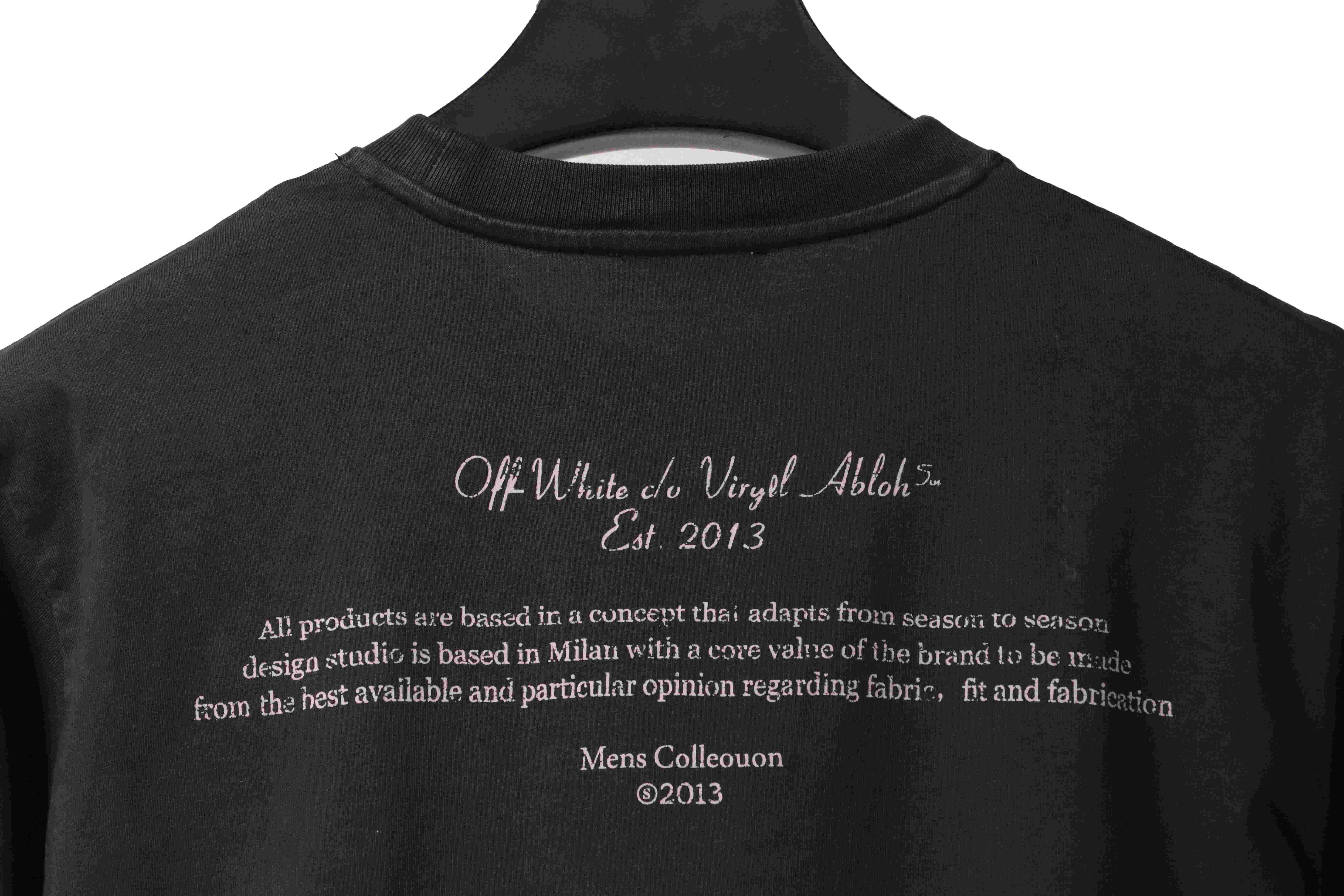 OW washed short-sleeved shirt with hymn and Madonna print on chest