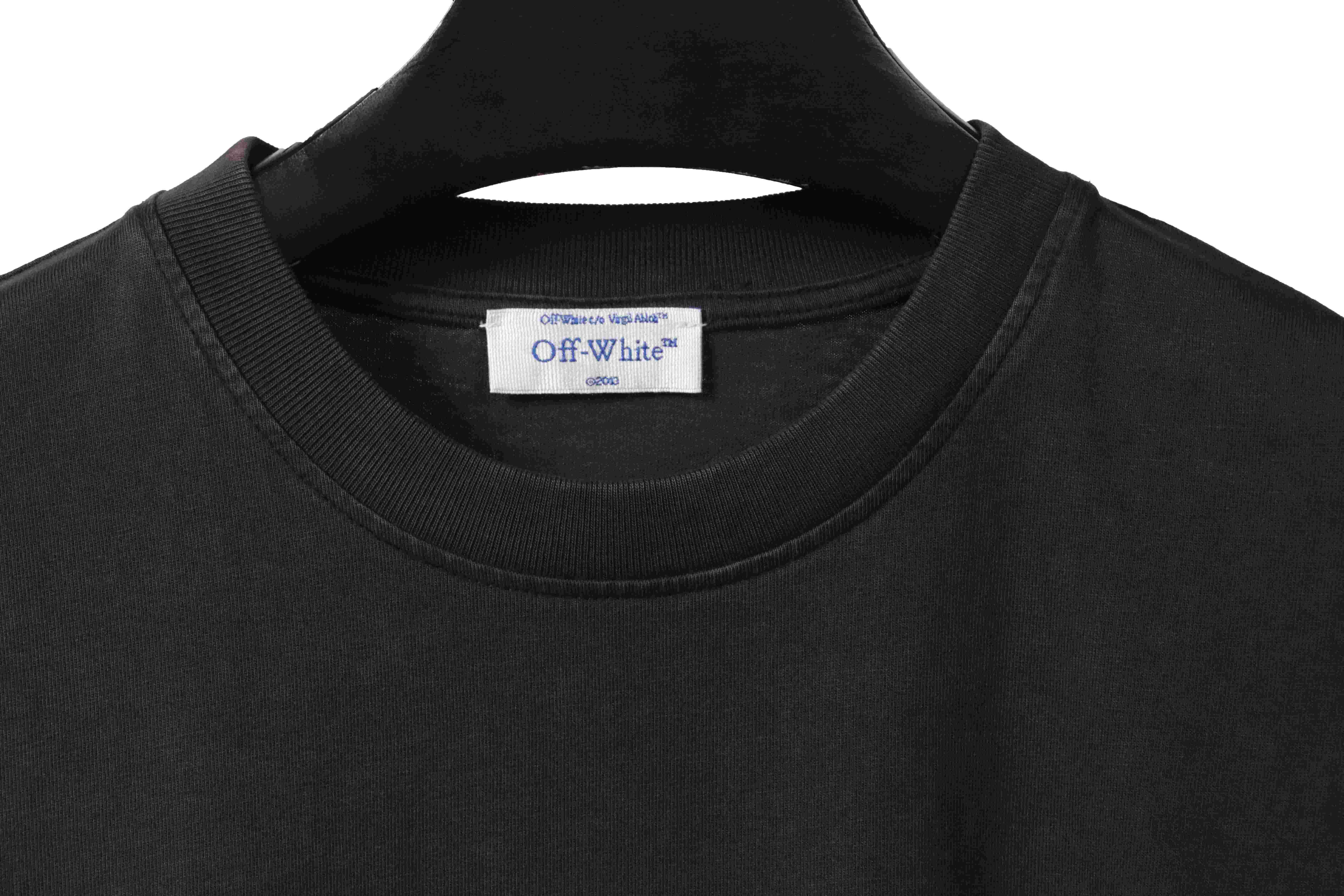 OW washed short-sleeved shirt with hymn and Madonna print on chest