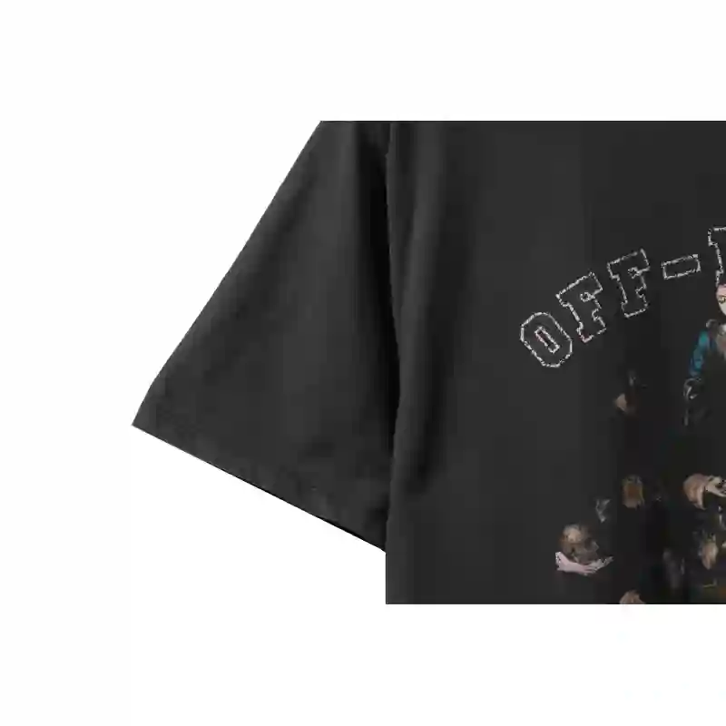 OW washed short-sleeved shirt with hymn and Madonna print on chest