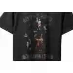 OW washed short-sleeved shirt with hymn and Madonna print on chest