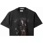 OW washed short-sleeved shirt with hymn and Madonna print on chest
