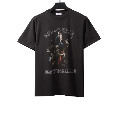 OW washed short-sleeved shirt with hymn and Madonna print on chest 01