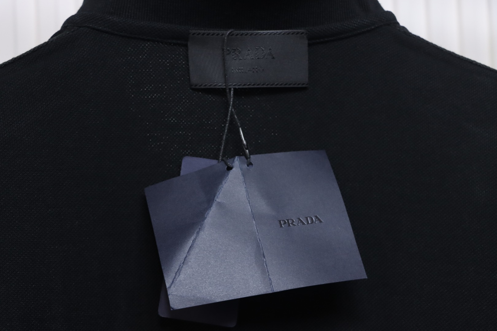 Prada 24ss fake pocket silicone trim Polo short sleeve black