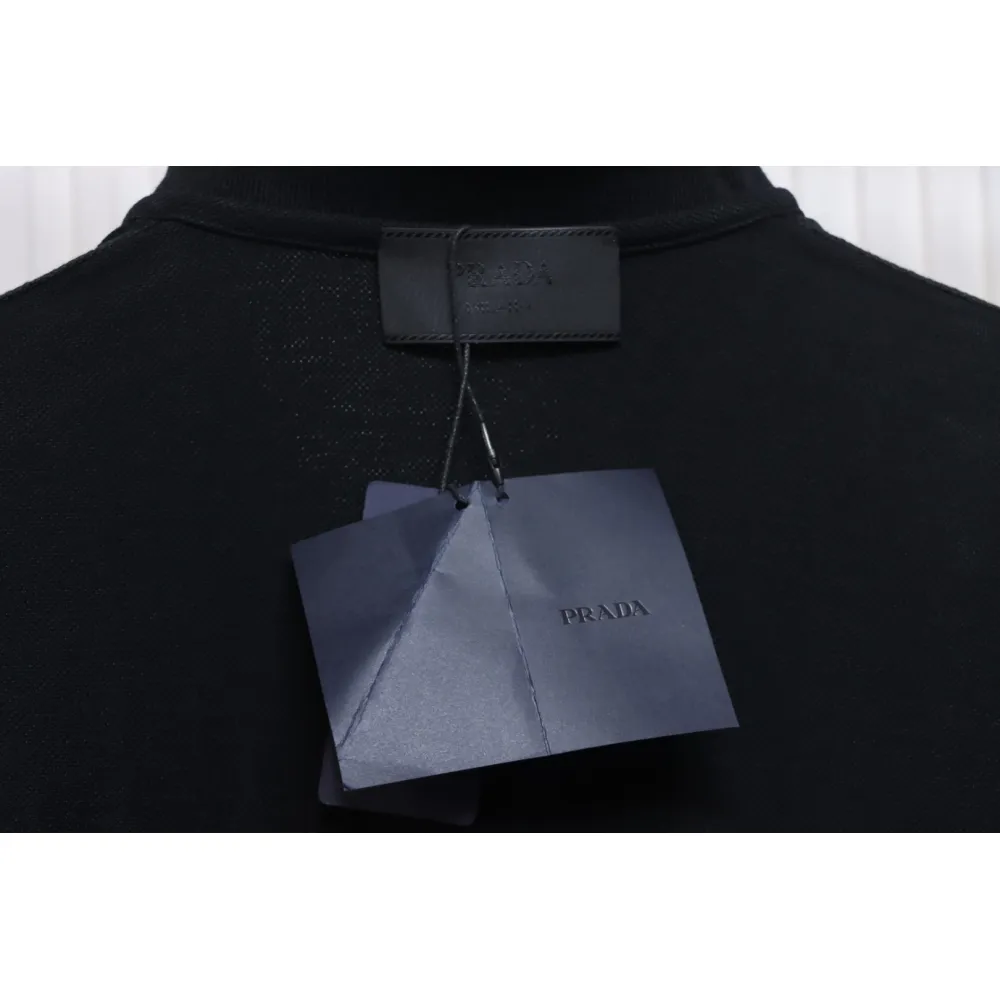 Prada 24ss fake pocket silicone trim Polo short sleeve black