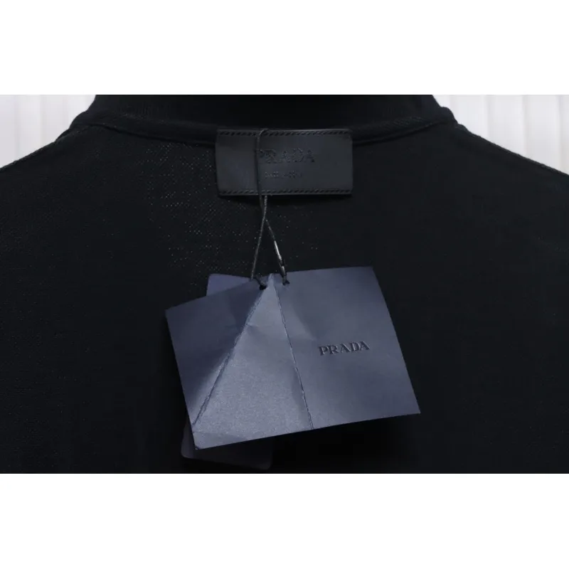 Prada 24ss fake pocket silicone trim Polo short sleeve black