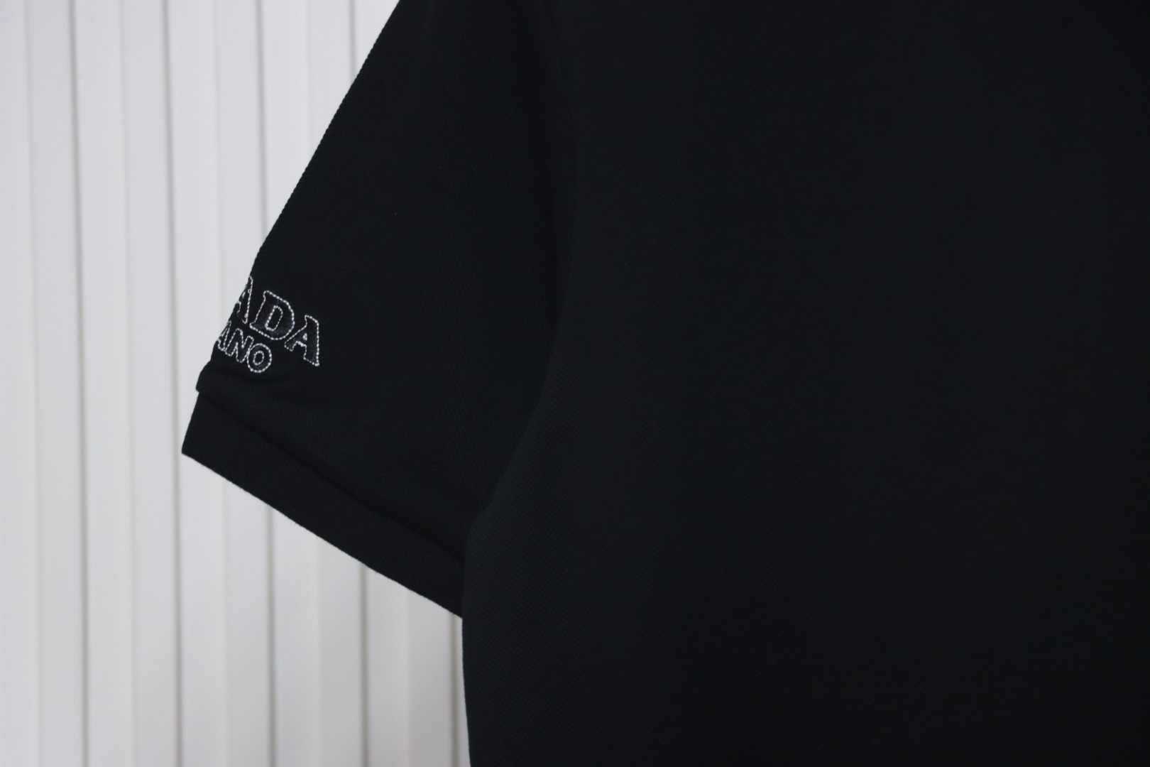 Prada 24ss fake pocket silicone trim Polo short sleeve black