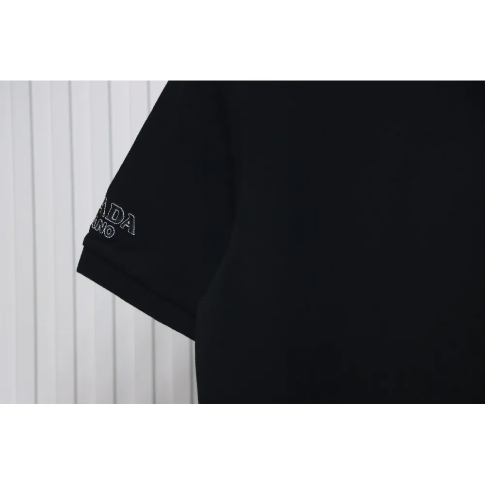 Prada 24ss fake pocket silicone trim Polo short sleeve black
