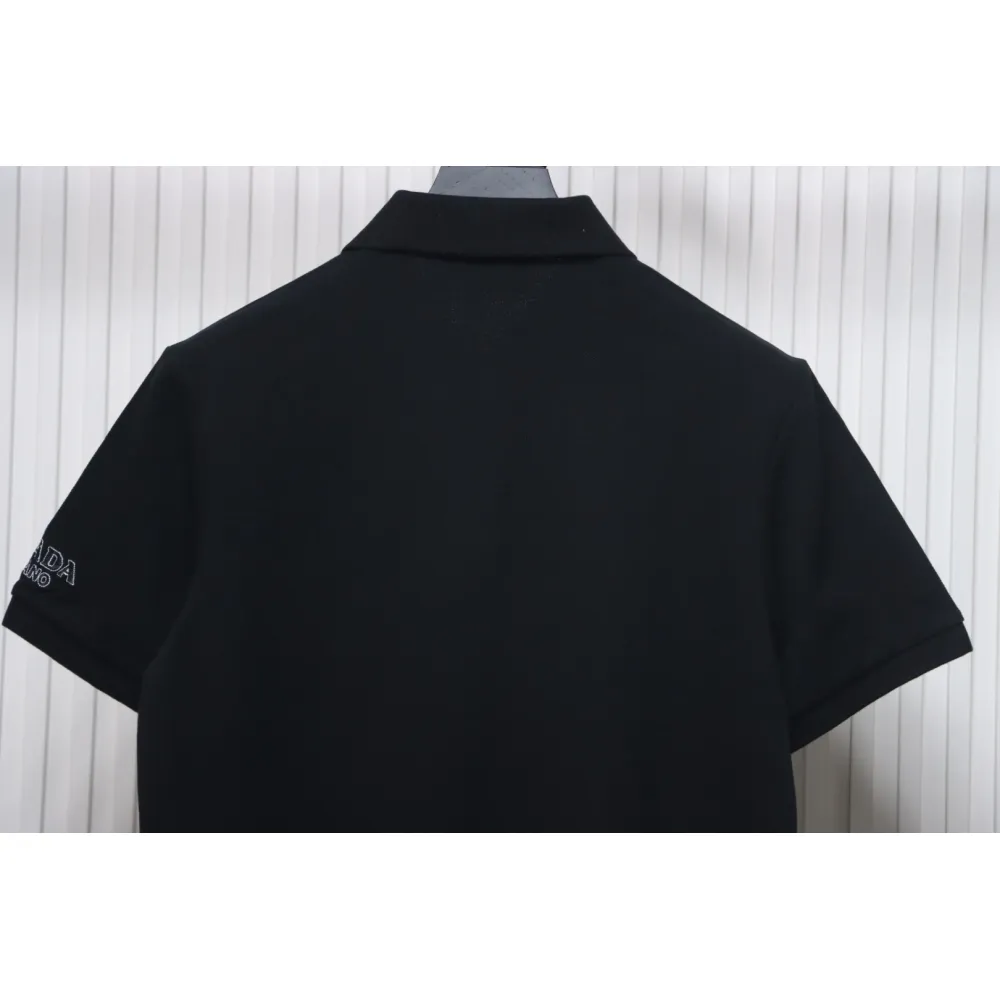 Prada 24ss fake pocket silicone trim Polo short sleeve black