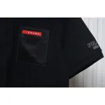 Prada 24ss fake pocket silicone trim Polo short sleeve black