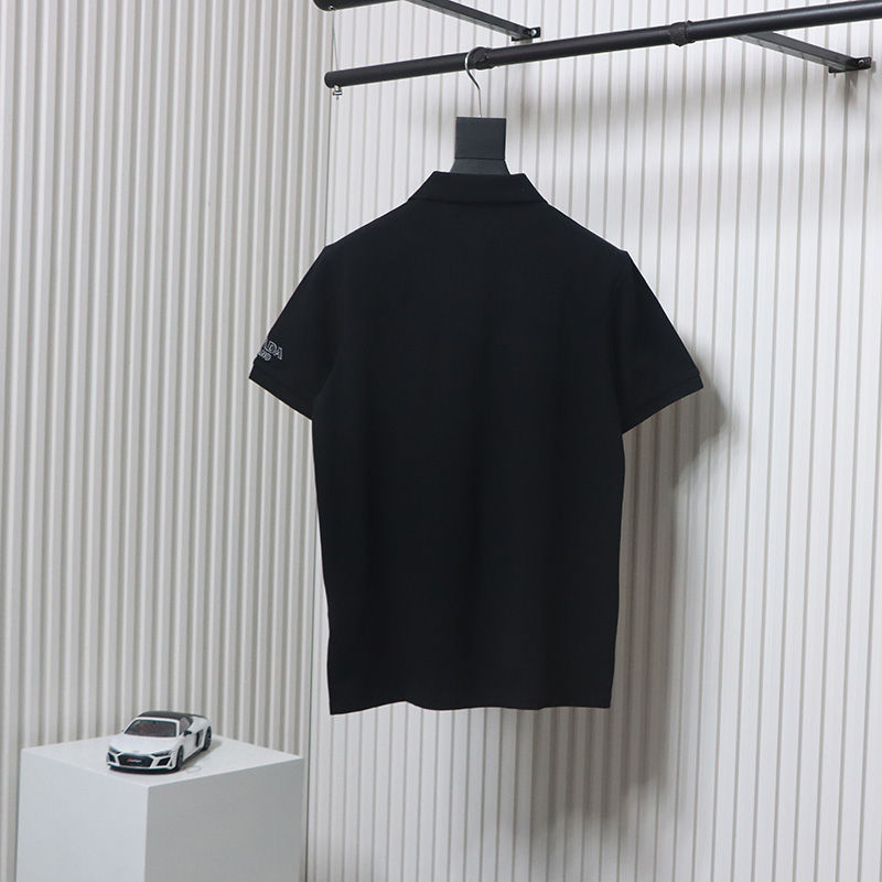 Prada 24ss fake pocket silicone trim Polo short sleeve black