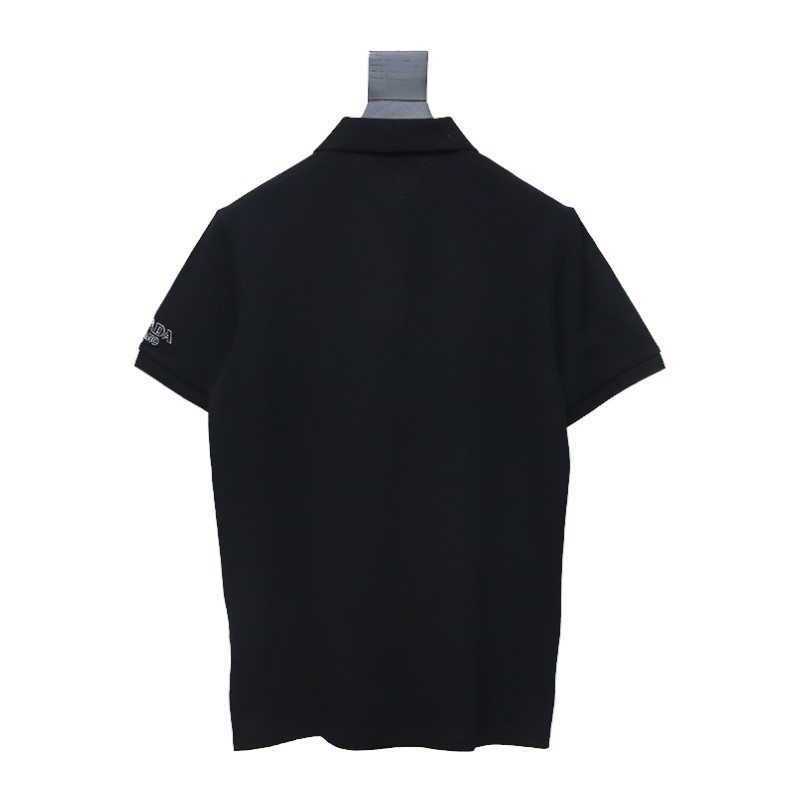 Prada 24ss fake pocket silicone trim Polo short sleeve black