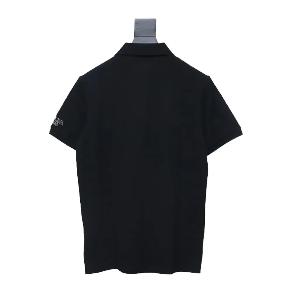 Prada 24ss fake pocket silicone trim Polo short sleeve black