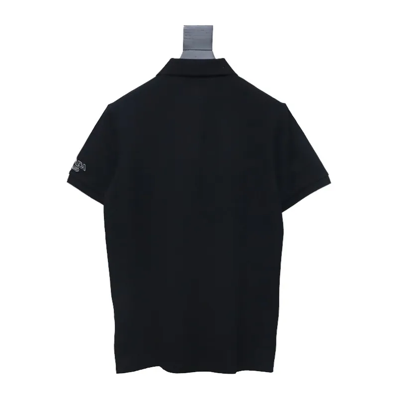 Prada 24ss fake pocket silicone trim Polo short sleeve black