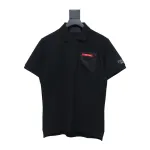 Prada 24ss fake pocket silicone trim Polo short sleeve black
