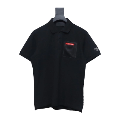 Prada 24ss fake pocket silicone trim Polo short sleeve black 01