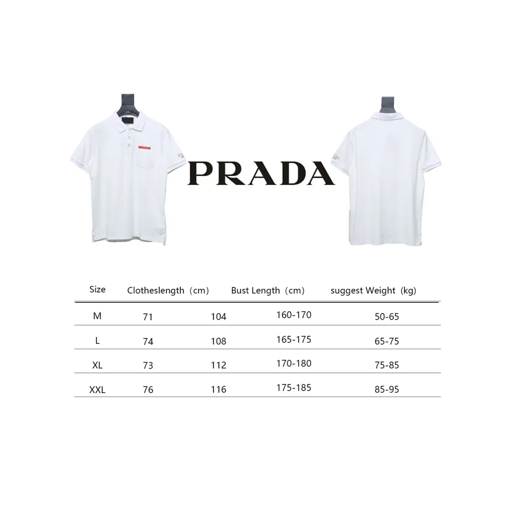 Prada 24ss fake pocket silicone trim Polo short sleeve white