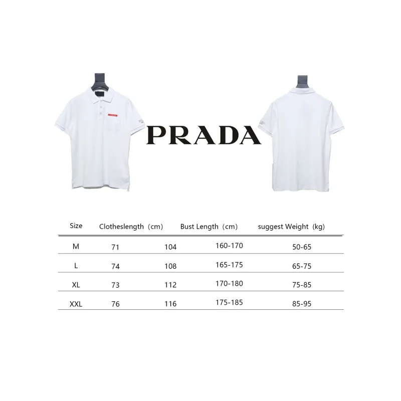 Prada 24ss fake pocket silicone trim Polo short sleeve white