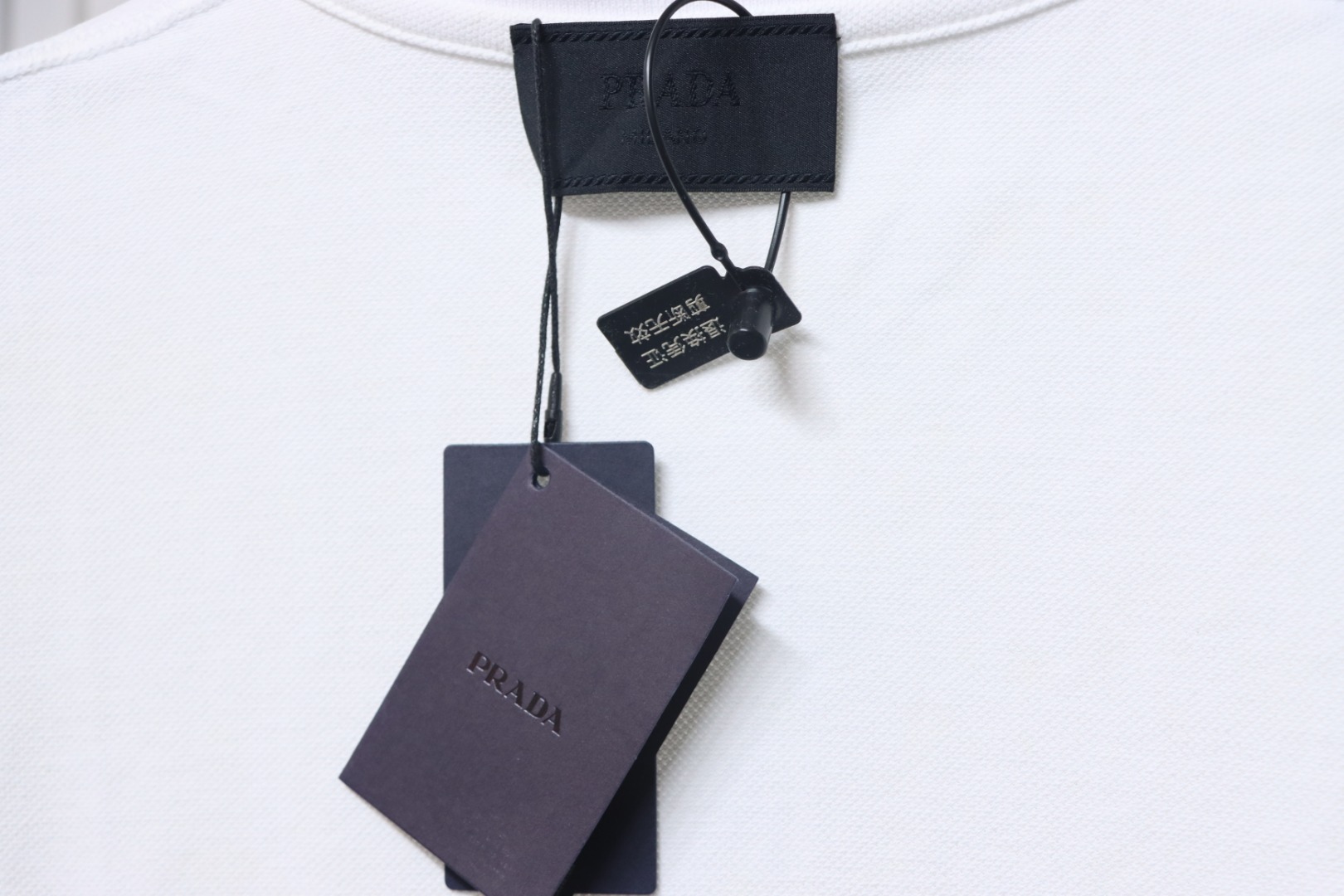 Prada 24ss fake pocket silicone trim Polo short sleeve white