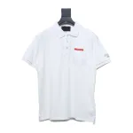 Prada 24ss fake pocket silicone trim Polo short sleeve white