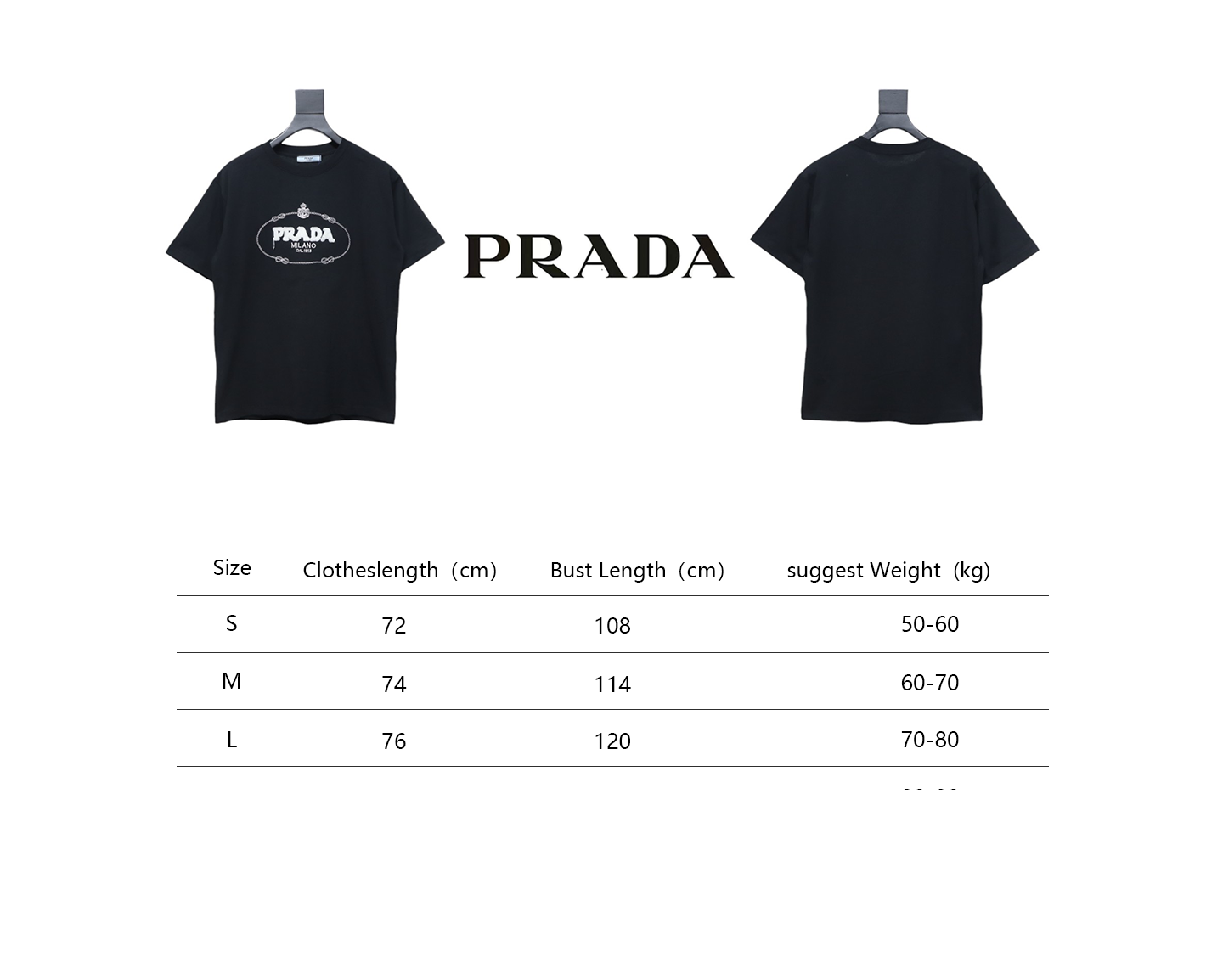 Prada 24ss towel embroidery lettering logo short sleeve T-shirt black