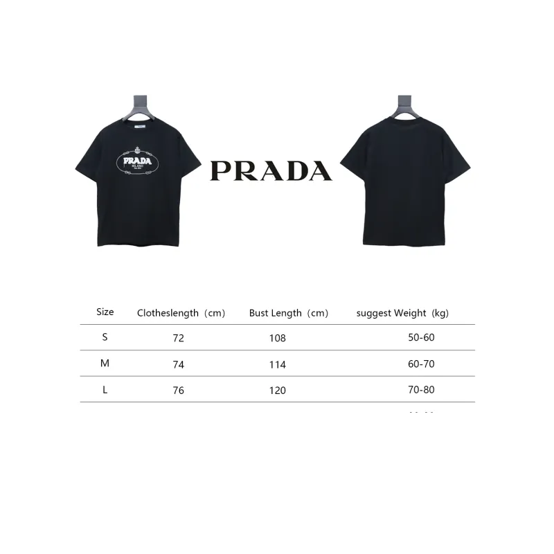 Prada 24ss towel embroidery lettering logo short sleeve T-shirt black