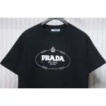 Prada 24ss towel embroidery lettering logo short sleeve T-shirt black