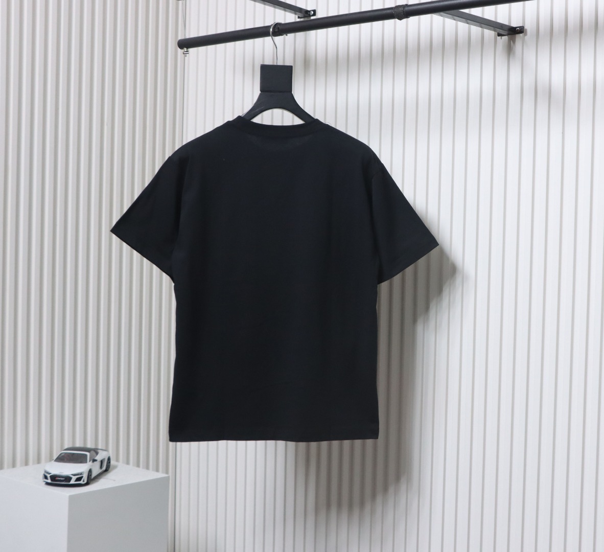 Prada 24ss towel embroidery lettering logo short sleeve T-shirt black