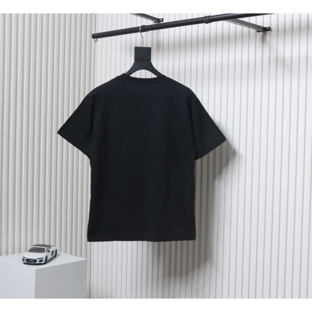 Prada 24ss towel embroidery lettering logo short sleeve T-shirt black