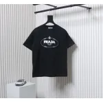 Prada 24ss towel embroidery lettering logo short sleeve T-shirt black