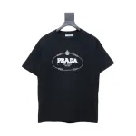 Prada 24ss towel embroidery lettering logo short sleeve T-shirt black