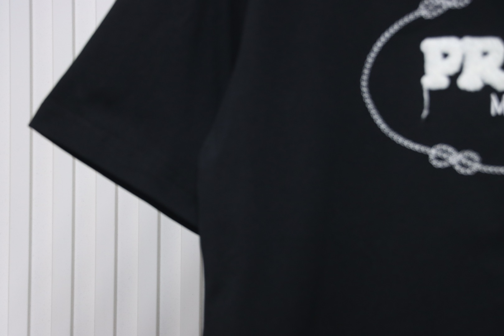 Prada 24ss towel embroidery lettering logo short sleeve T-shirt black