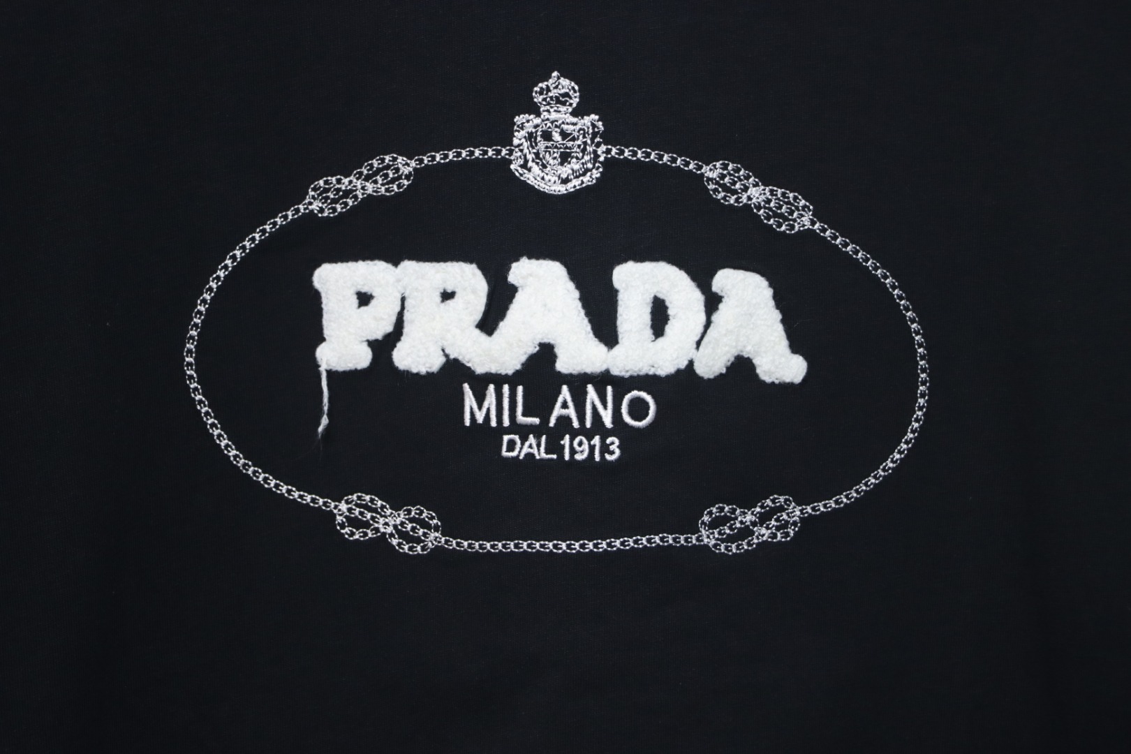 Prada 24ss towel embroidery lettering logo short sleeve T-shirt black