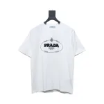 Prada 24ss towel embroidery lettering logo short sleeve T-shirt White