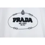 Prada 24ss towel embroidery lettering logo short sleeve T-shirt White