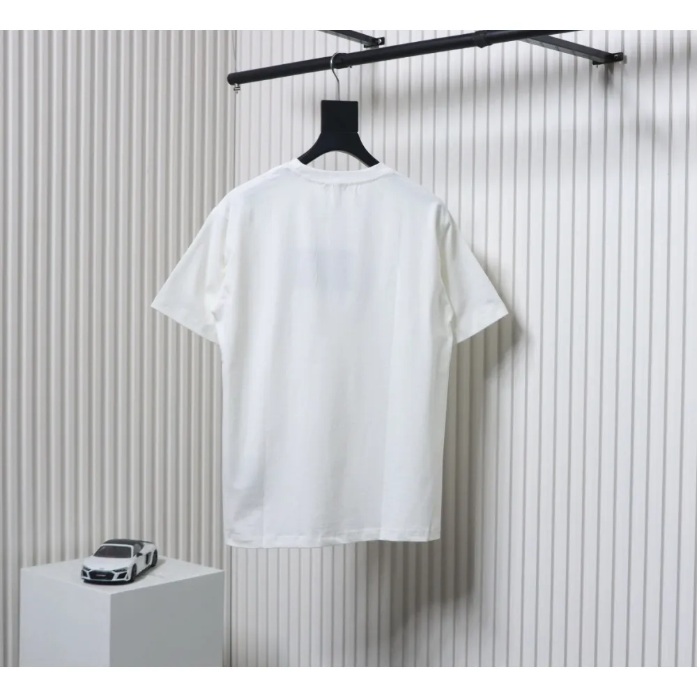 Prada 24ss towel embroidery lettering logo short sleeve T-shirt White