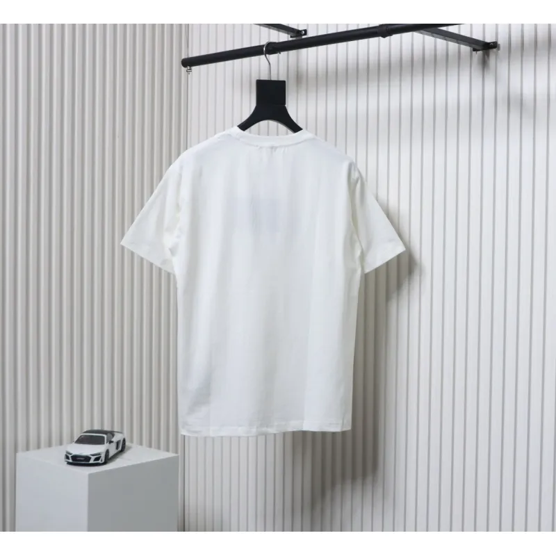 Prada 24ss towel embroidery lettering logo short sleeve T-shirt White