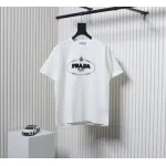 Prada 24ss towel embroidery lettering logo short sleeve T-shirt White