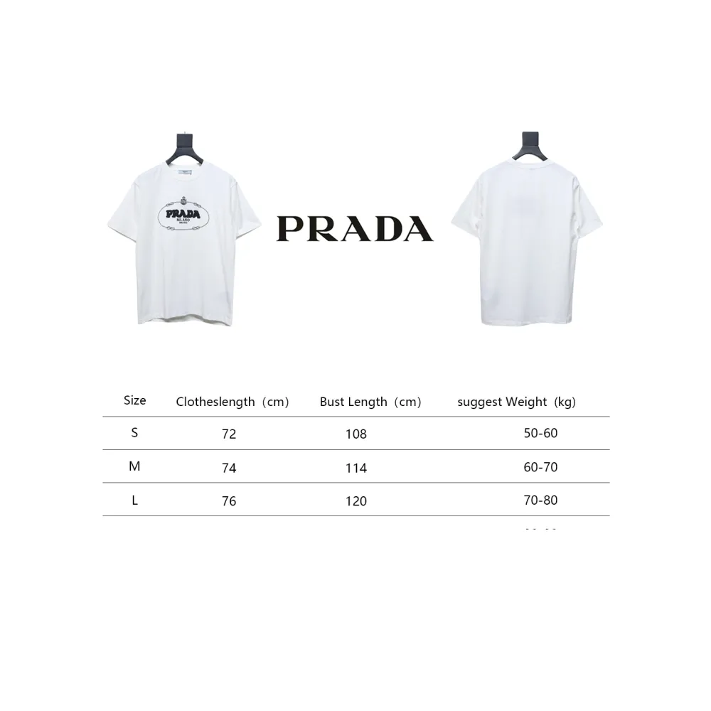 Prada 24ss towel embroidery lettering logo short sleeve T-shirt White