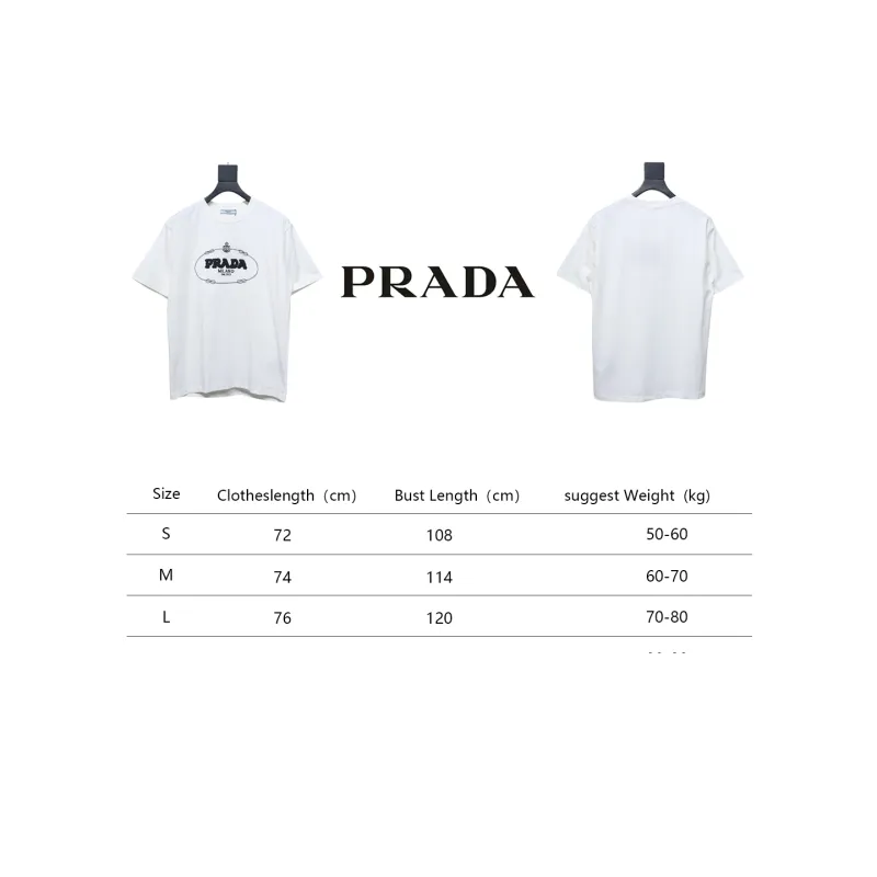 Prada 24ss towel embroidery lettering logo short sleeve T-shirt White